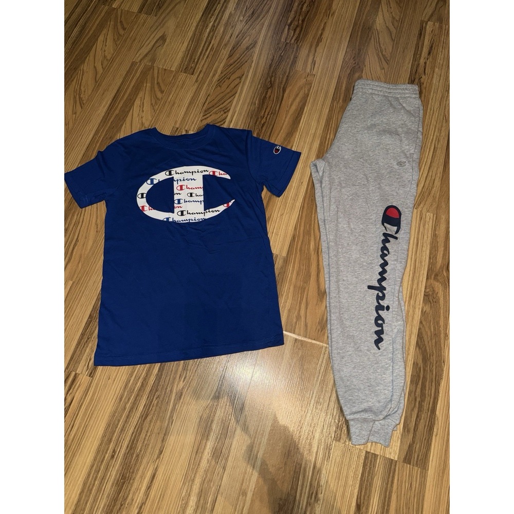 Champion Youth Set Boy's Large Sweatpants Joggers T-shirt Cotton